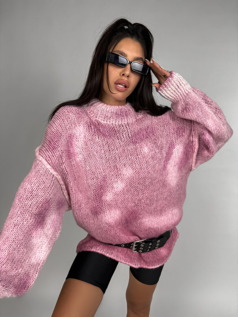 Maglione Mohair Destroied - Rosa, Taglia unica (veste bene da XS a L) 