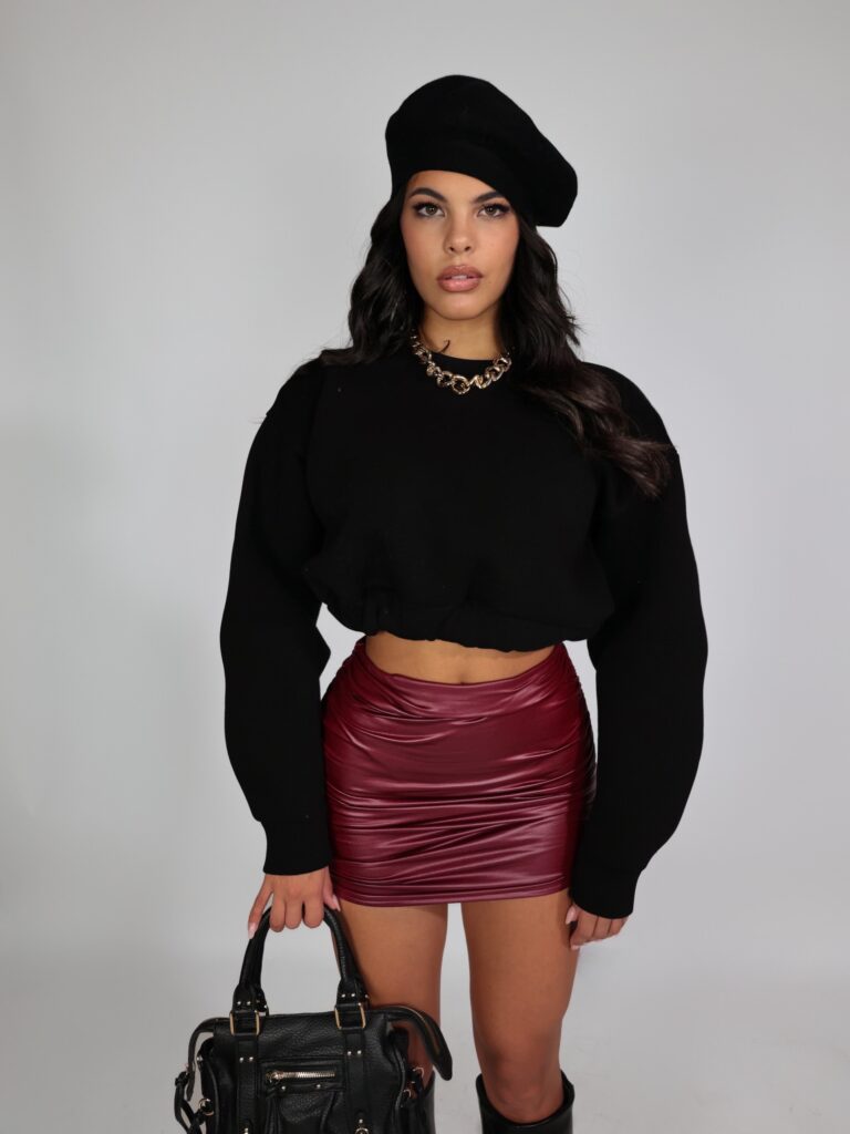 Felpa Crop Top - Nero, Taglia unica (veste bene da XS a L) 