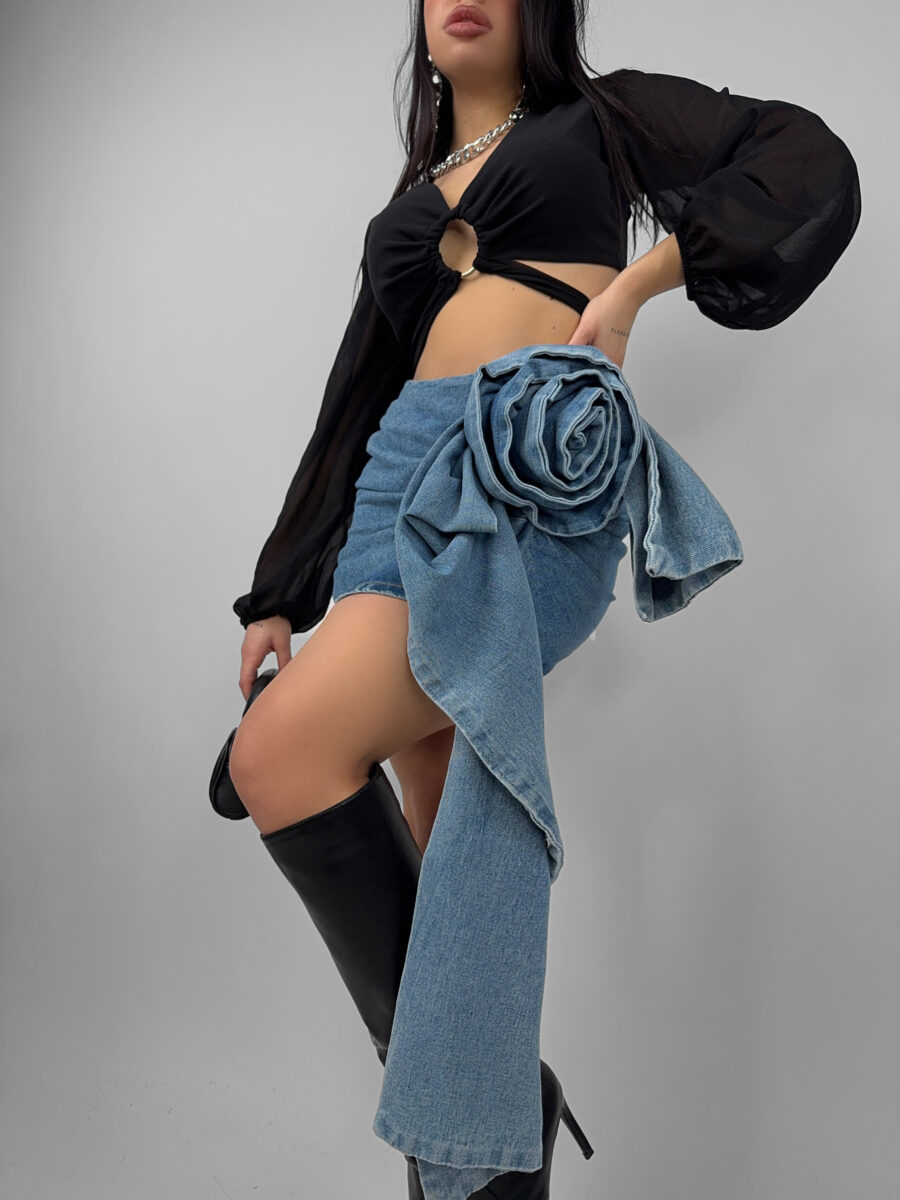 Gonna Denim Flower - immagine 3