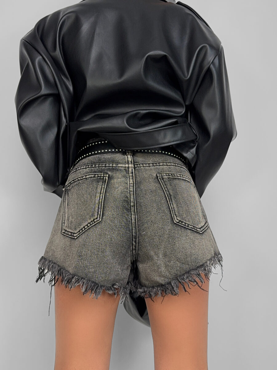 Shorts Jeans Frayed - Black - immagine 3