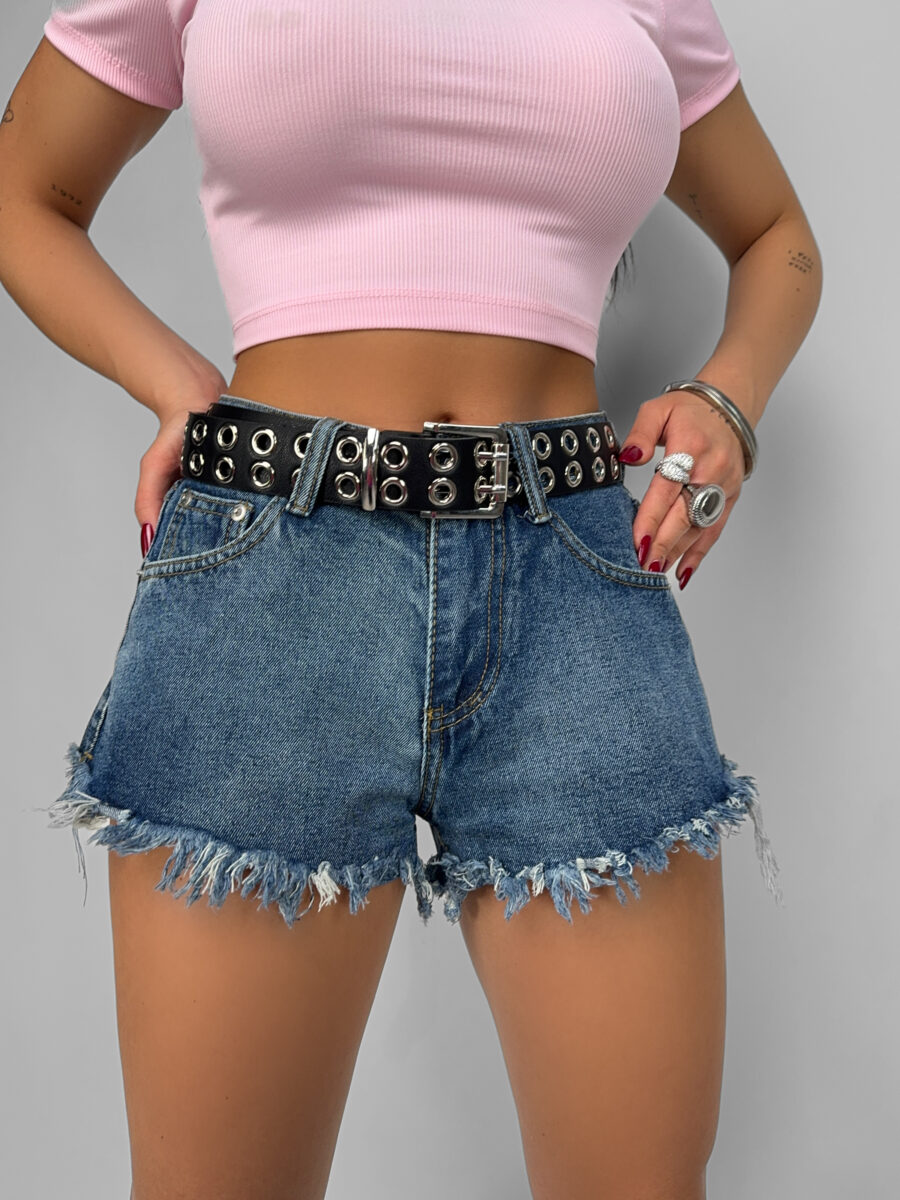 Shorts Jeans Frayed - Denim Scuro - immagine 4