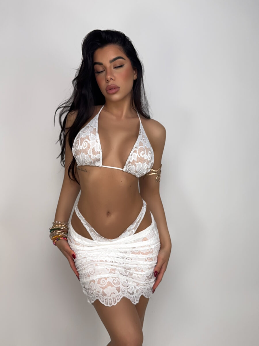 Set bikini + gonna Jacqueline - Bianco