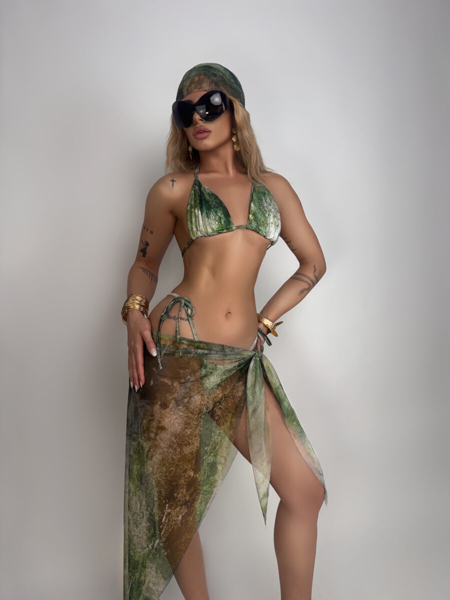 Set bikini + bandana + gonna Naomi Verde